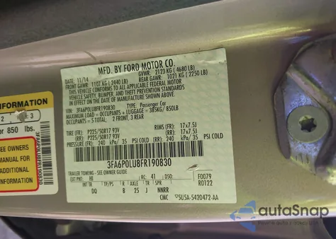 2015 Ford Fusion Hybrid Se из США, поврежденный, VIN 3FA6P0LU8FR190830